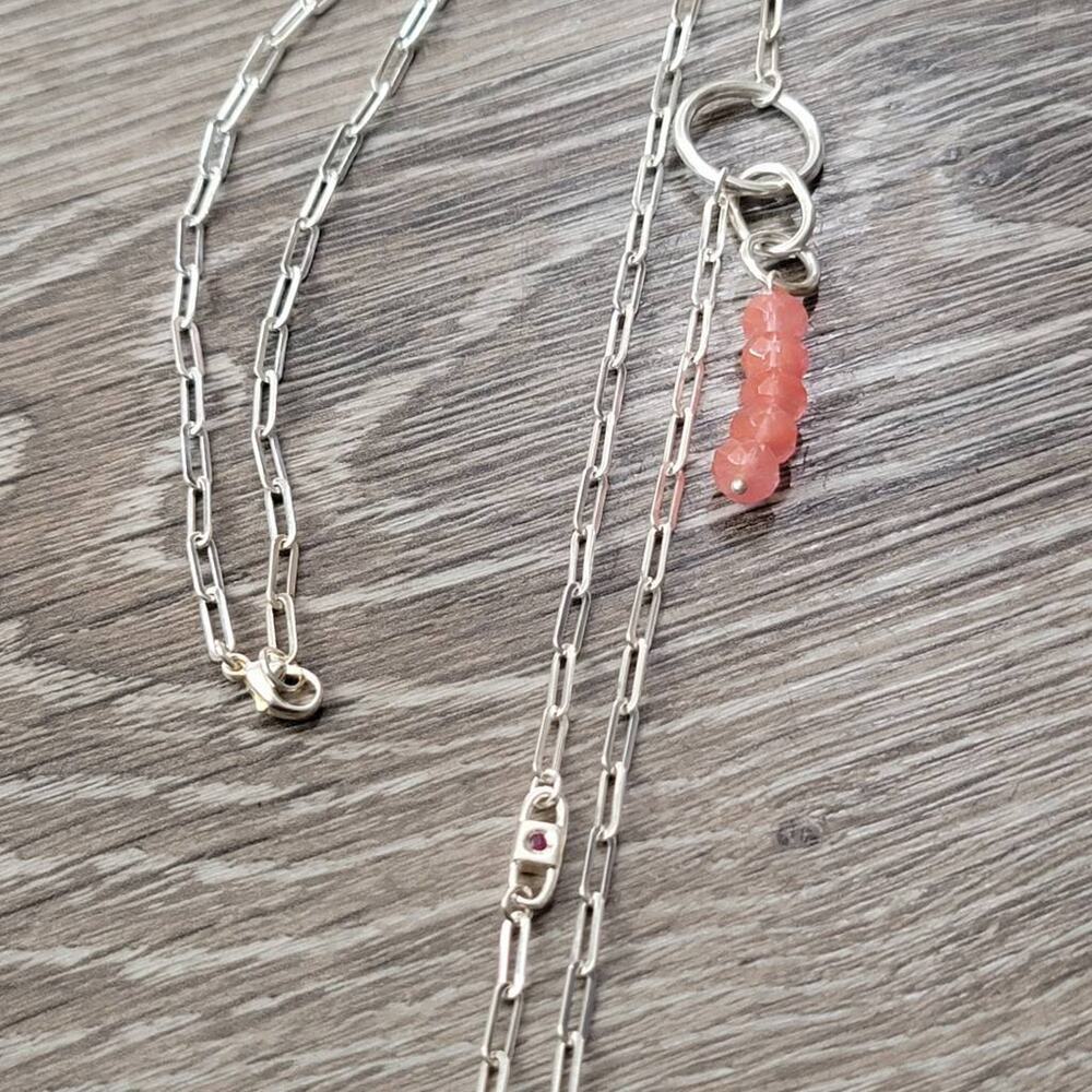 ELLE 925 Sterling Silver Paperclip Chain Necklace 32"
